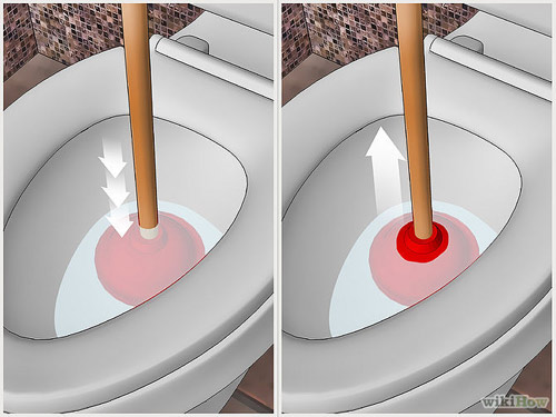 Dùng pittong thông tắc bồn cầu